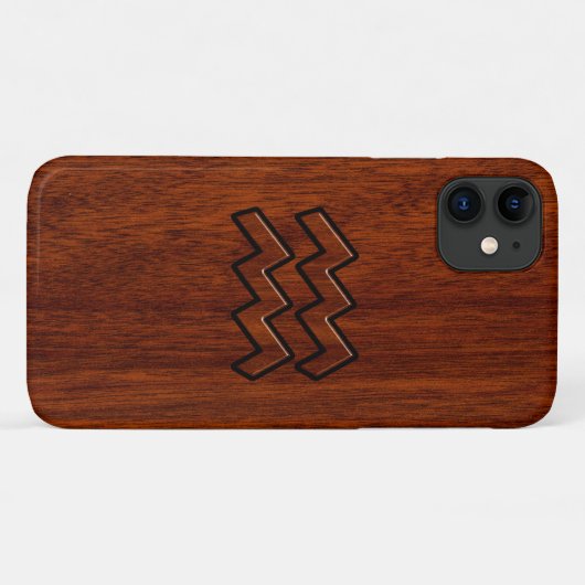 Aquarius Zodiac Sign Brown Mahogany Style Case-Mate iPhone Case (Achterkant (horizontaal))