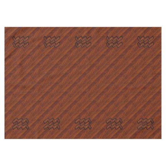 Aquarius Zodiac Sign Brown Mahogany Style Tafelkleed (Voorkant (Horizontaal))
