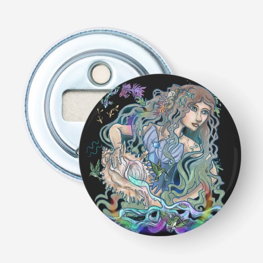 Aquarius Zodiac Sign Button Flesopener (Voorkant)