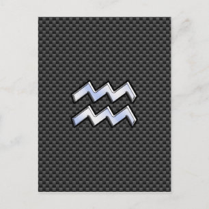 Aquarius Zodiac Sign Carbon Style Briefkaart