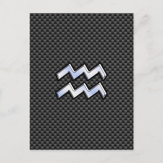 Aquarius Zodiac Sign Carbon Style Briefkaart (Voorkant)