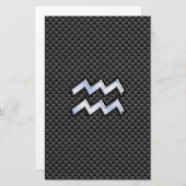 Aquarius Zodiac Sign Carbon Style Briefpapier (Voorkant / Achterkant)