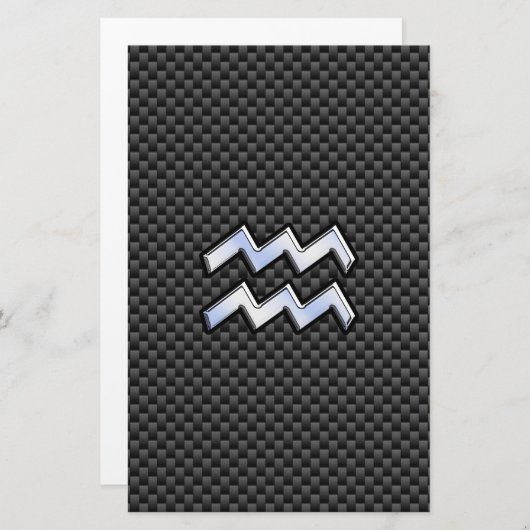 Aquarius Zodiac Sign Carbon Style Briefpapier (Voorkant / Achterkant)