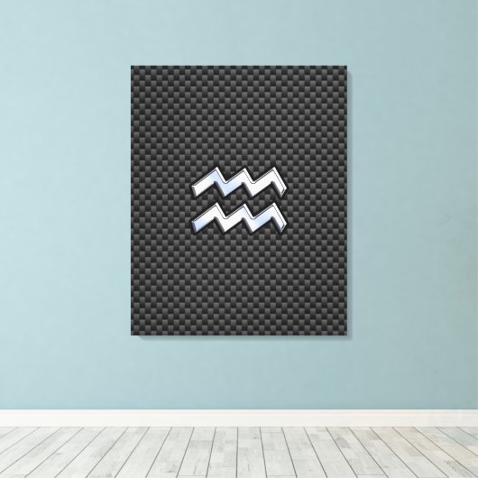 Aquarius Zodiac Sign Carbon Style Canvas Afdruk (Insitu (Houten vloer))