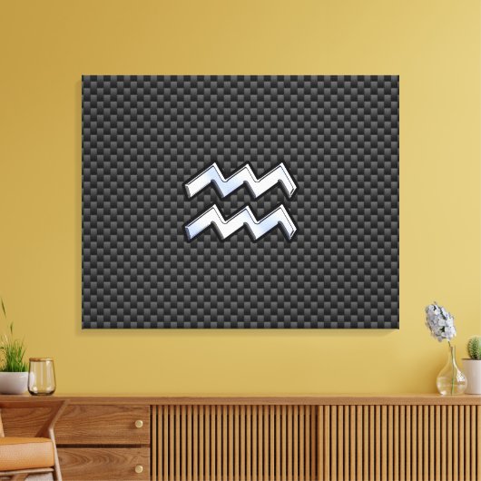 Aquarius Zodiac Sign Carbon Style Canvas Afdruk (Insitu (Woonkamer))