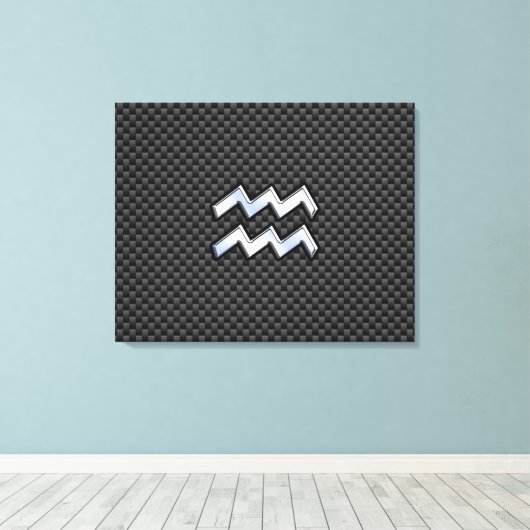 Aquarius Zodiac Sign Carbon Style Canvas Afdruk (Insitu (Houten vloer))