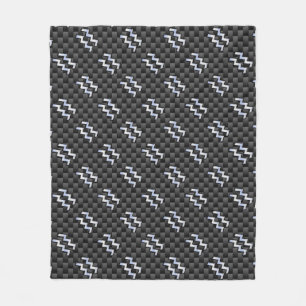 Aquarius Zodiac Sign Carbon Style Fleece Deken