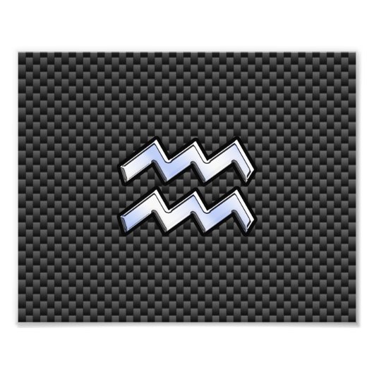 Aquarius Zodiac Sign Carbon Style Foto Afdruk (Voorkant)