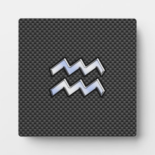 Aquarius Zodiac Sign Carbon Style Fotoplaat