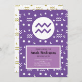 Aquarius zodiac sign color uitnodiging sjabloon (Voorkant / Achterkant)