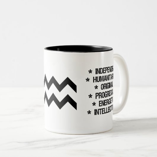 Aquarius Zodiac Sign ("de grote") Tweekleurige Koffiemok (Voorkant rechts)