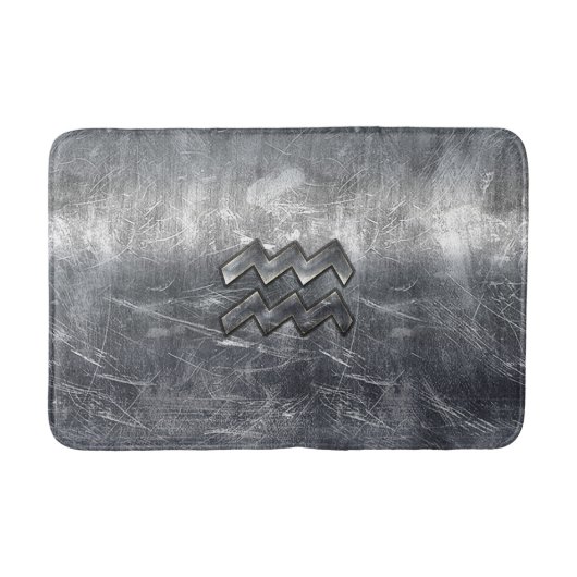 Aquarius Zodiac Sign Distress Silver Steel Badmat (Voorkant)
