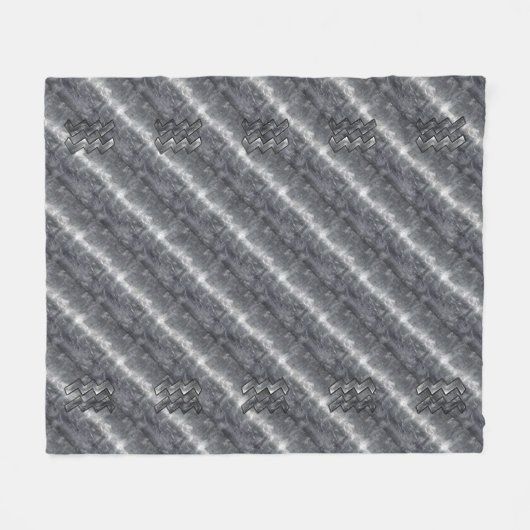 Aquarius Zodiac Sign Distress Silver Steel Fleece Deken (Voorkant (Horizontaal))