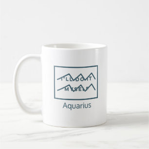 Aquarius Zodiac Sign Fun Quote Modern Blue & White Koffiemok