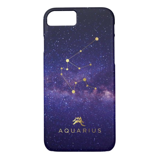 Aquarius Zodiac Sign Galaxy IPhone Case (Achterkant)