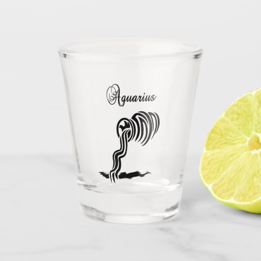 Aquarius Zodiac Sign Glass Shot Glas (Voorkant)