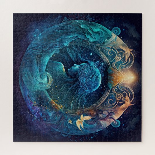 Aquarius Zodiac Sign Jigzaag Puzzle Legpuzzel (Horizontaal)
