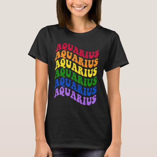 Aquarius Zodiac Sign LGBT Gay Pride LGBTQ Rainbow  T-shirt (Voorkant)
