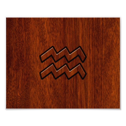 Aquarius Zodiac Sign Mahogany Style Foto Afdruk (Voorkant)