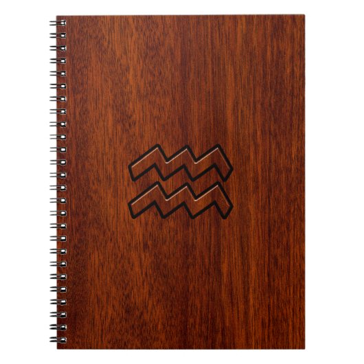 Aquarius Zodiac Sign Mahogany Style Notitieboek (Voorkant)