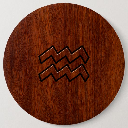 Aquarius Zodiac Sign Mahogany Style Ronde Button 6,0 Cm (Voorkant)