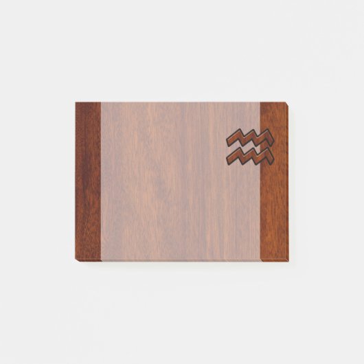 Aquarius Zodiac Sign Mahogany Wood Style Post-it® Notes (Voorkant)