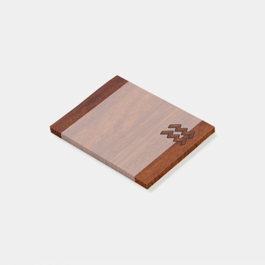 Aquarius Zodiac Sign Mahogany Wood Style Post-it® Notes (Schuin)