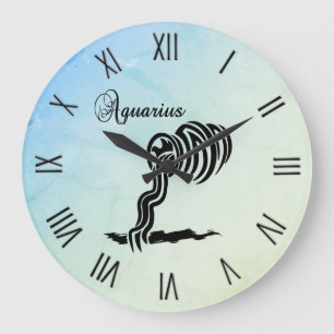 Aquarius Zodiac Sign Misty w Roman Numerals Grote Klok