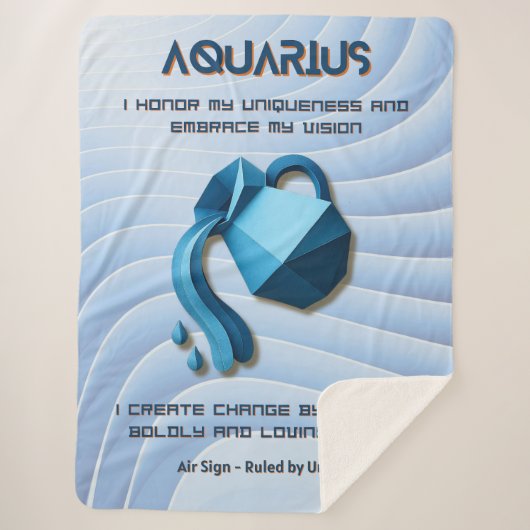 Aquarius Zodiac Sign Modern 3D Astrology Design Sherpa Deken (Voorkant)