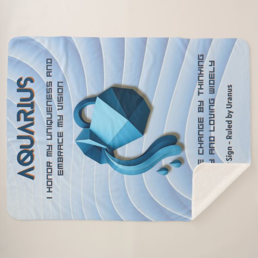 Aquarius Zodiac Sign Modern 3D Astrology Design Sherpa Deken (Voorkant (horizontaal))