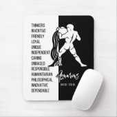 Aquarius Zodiac Sign Mousepad, zwart-wit Muismat (Met muis)