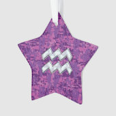 Aquarius Zodiac Sign on fuchsia digital camouflage Ornament (voorkant)