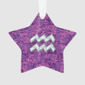 Aquarius Zodiac Sign on fuchsia digital camouflage Ornament (voorkant)