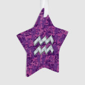 Aquarius Zodiac Sign on fuchsia digital camouflage Ornament (voorkant)