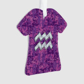 Aquarius Zodiac Sign on fuchsia digital camouflage Ornament (voorkant)
