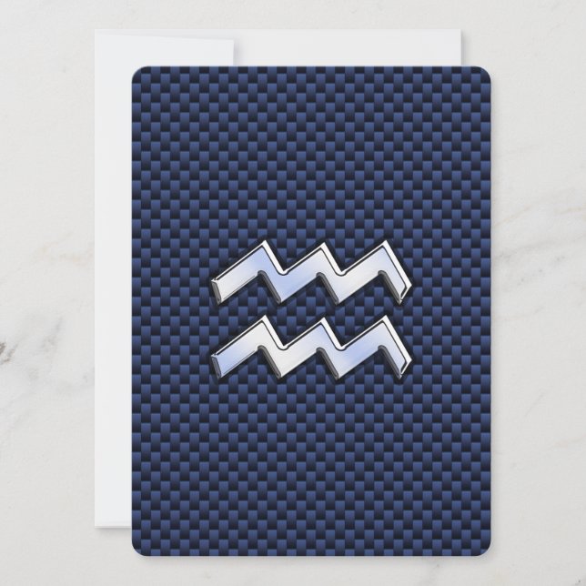 Aquarius Zodiac Sign on navy blue koolstofvezel (Voorkant)