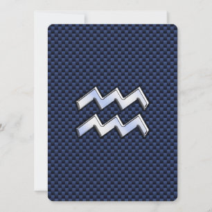 Aquarius Zodiac Sign on navy blue koolstofvezel
