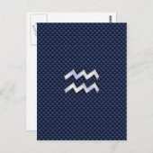 Aquarius Zodiac Sign on navy blue koolstofvezel Briefkaart (Voorkant / Achterkant)