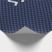 Aquarius Zodiac Sign on navy blue koolstofvezel Cadeaupapier (Hoek)