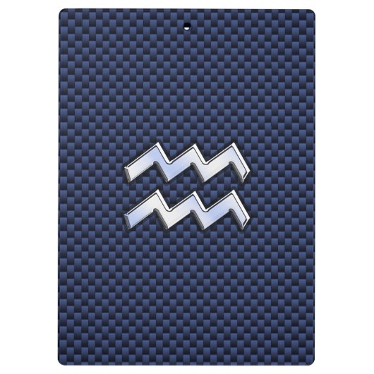 Aquarius Zodiac Sign on navy blue koolstofvezel Klembord (Achterkant)
