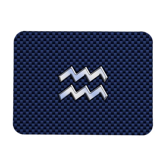 Aquarius Zodiac Sign on navy blue koolstofvezel Magneet (Horizontaal)