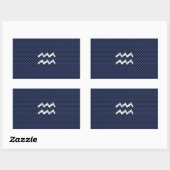 Aquarius Zodiac Sign on navy blue koolstofvezel Rechthoekige Sticker (Vel)