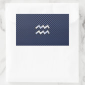 Aquarius Zodiac Sign on navy blue koolstofvezel Rechthoekige Sticker (Tas)