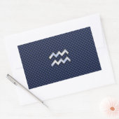 Aquarius Zodiac Sign on navy blue koolstofvezel Rechthoekige Sticker (Envelop)