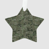 Aquarius Zodiac Sign on olive green digital camo Ornament (achterkant)