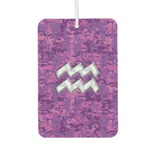 Aquarius Zodiac Sign on Pink Digital Camouflage Luchtverfrisser