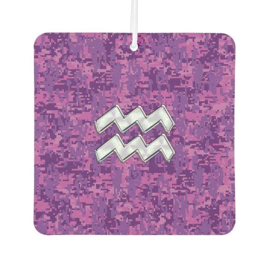 Aquarius Zodiac Sign on Pink Digital Camouflage Luchtverfrisser (Voorkant)