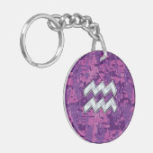 Aquarius Zodiac Sign on Pink Digital Camouflage Sleutelhanger (Voorkant Links)