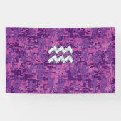 Aquarius Zodiac Sign on Pink Digital Camouflage Spandoek (Horizontaal)