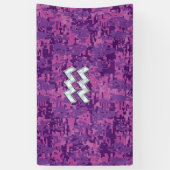 Aquarius Zodiac Sign on Pink Digital Camouflage Spandoek (Verticaal)